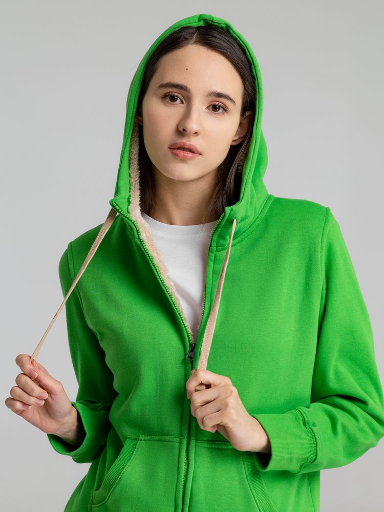 Толстовка унисекс на молнии Sherpa 280, ярко-зеленая — изображение 8