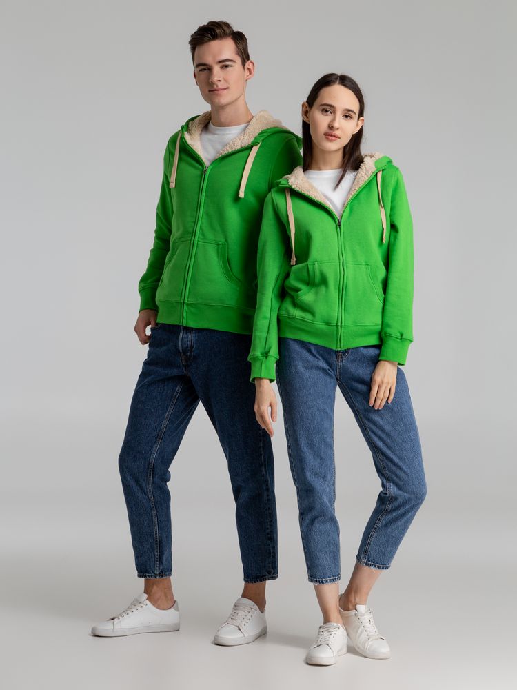 Толстовка унисекс на молнии Sherpa 280, ярко-зеленая — изображение 13