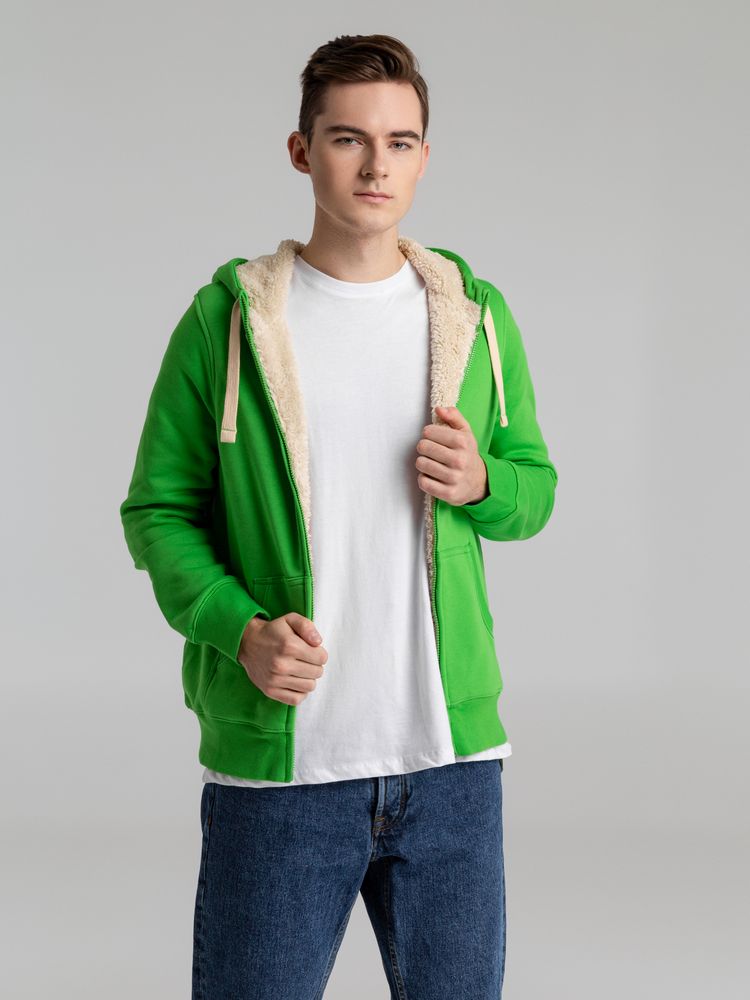 Толстовка унисекс на молнии Sherpa 280, ярко-зеленая — изображение 9