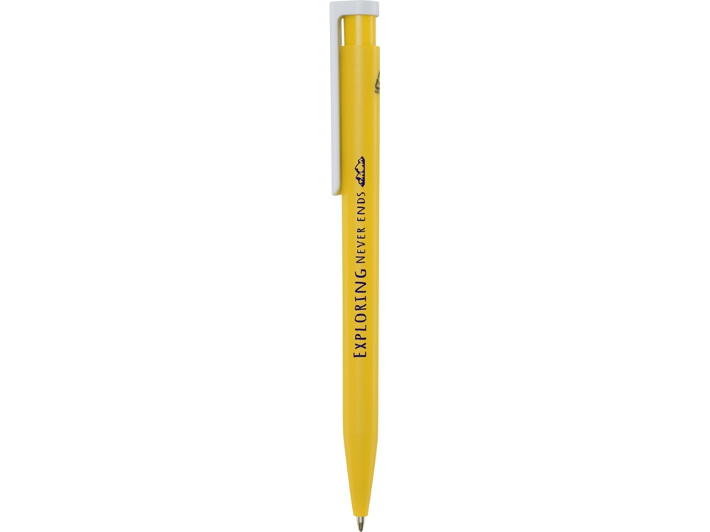 Шариковая ручка Unix из переработанной пластмассы, синие чернила - Желтый — изображение 3