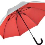 Зонт-трость 7119 Double silver, полуавтомат, серебристый/красный
