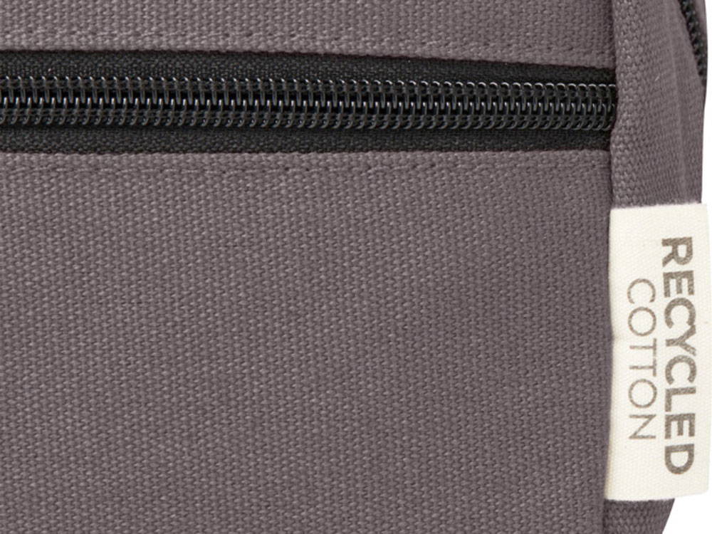 Косметичка Joey из холста, переработанного по стандарту GRS, объемом 3,5 л, серый — изображение 4