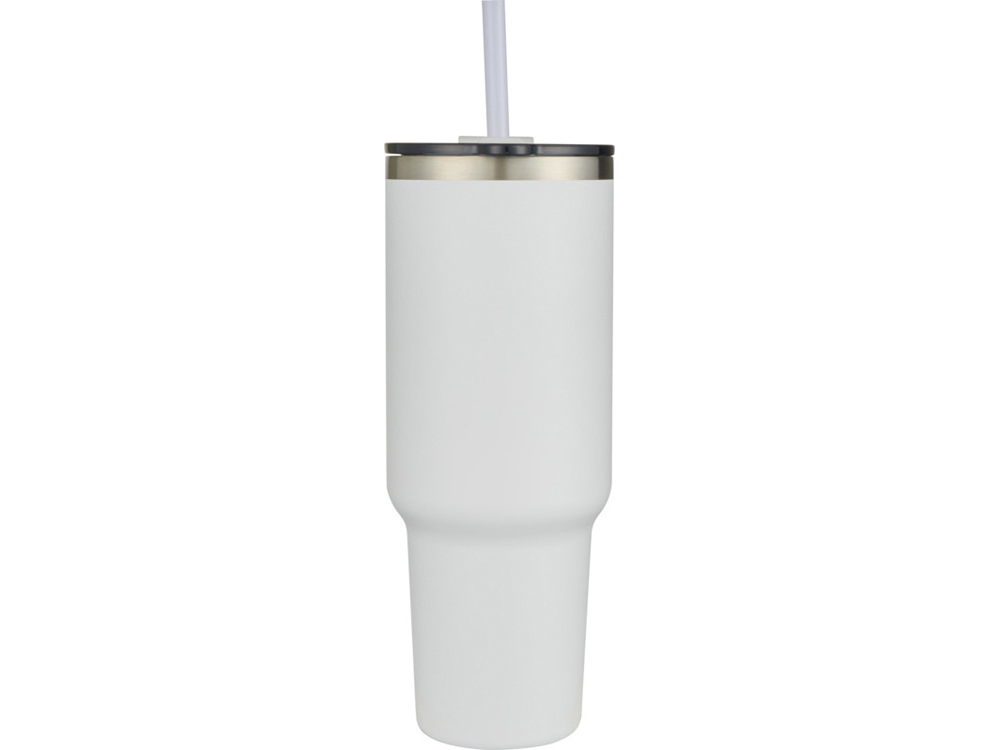 Sydney медная кружка с двойными стенками, сертифицированная согласно RCS, с вакуумной изоляцией и соломинкой, 1200 мл - Белый — изображение 2