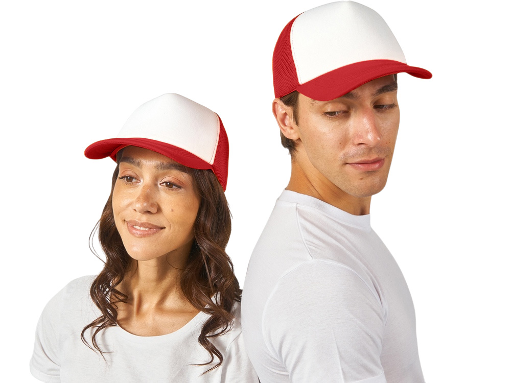 Бейсболка с сеткой Newport, белый/красный