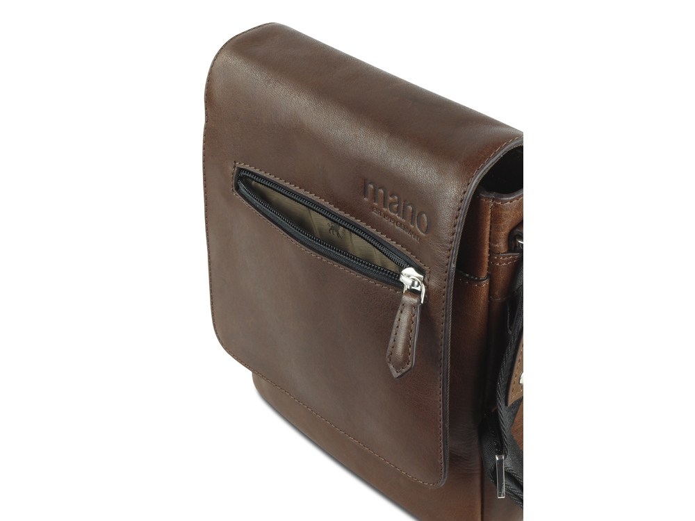 Сумка через плечо Mano Don Valentino, натуральная кожа в коричневом цвете, 21 х 25 х 5 см — изображение 5