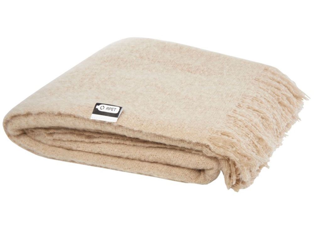 Мохеровый плед из вторичного ПЭТ Ivy, бежевый — изображение 4