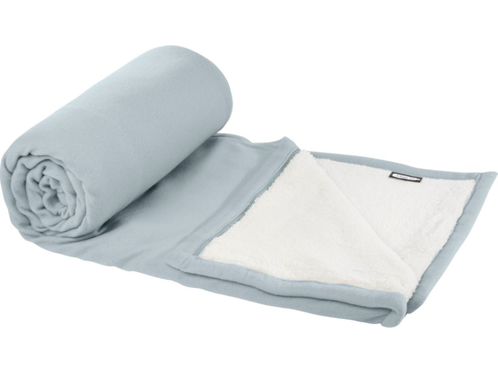 Плед Marigold из флиса из вторичного ПЭТ и искусственного меха, серый/белый — изображение 4