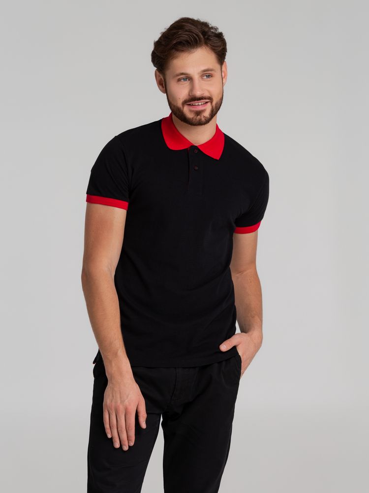 Рубашка поло Prince 190, черная с красным — изображение 4