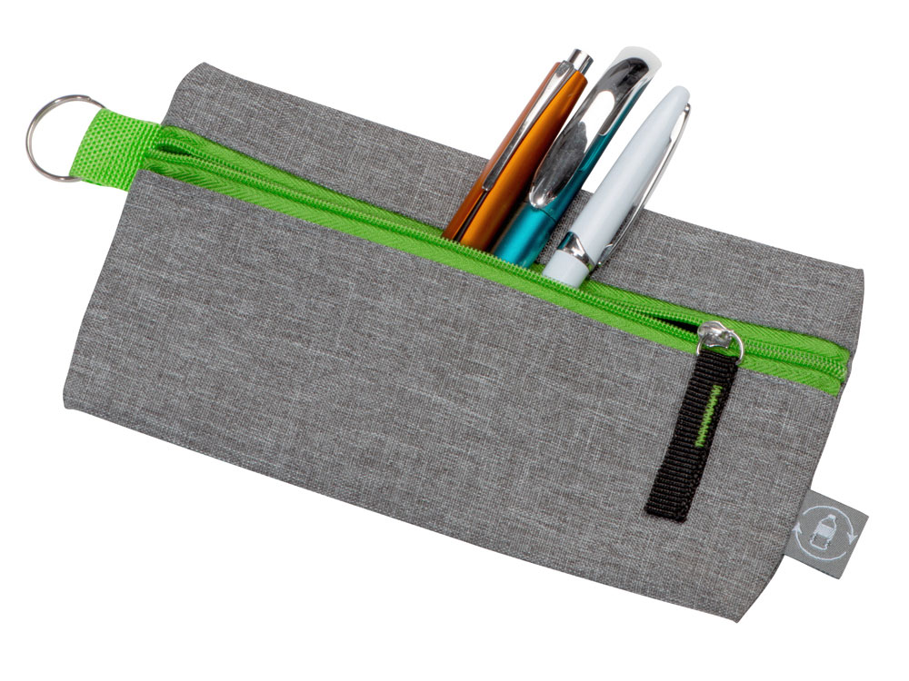 Универсальный пенал из переработанного полиэстера RPET Holder, серый/зеленый — изображение 2