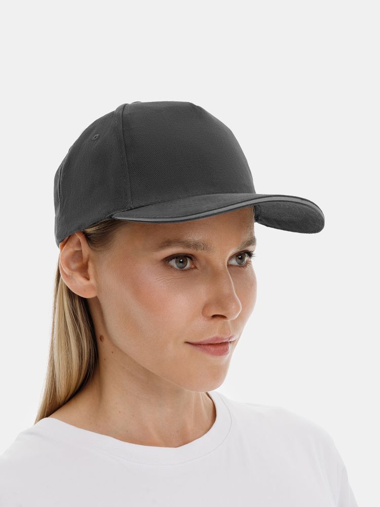 Бейсболка Long Beach, темно-серая со светло-серым — изображение 6