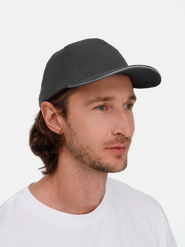 Бейсболка Long Beach, темно-серая со светло-серым — изображение 8