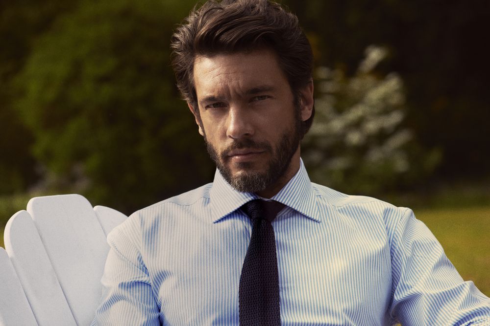 Рубашка мужская в полоску Reno, темно-синяя — изображение 2