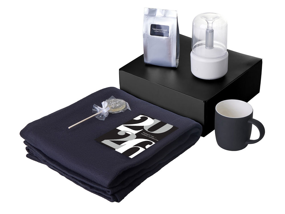 Подарочный набор с пледом, увлажнителем и кружкой, черный — изображение 2