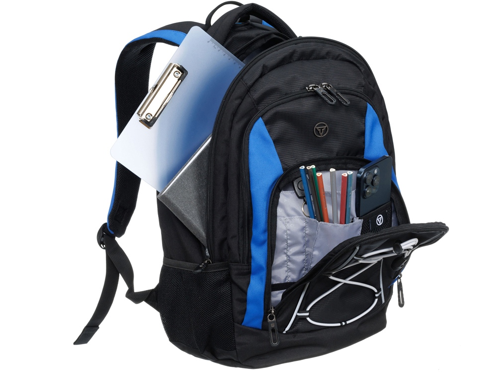 Рюкзак TORBER ROCKIT с отделением для ноутбука 15, черный/синий, полиэстер, 33х19х45 см, 28 л — изображение 9