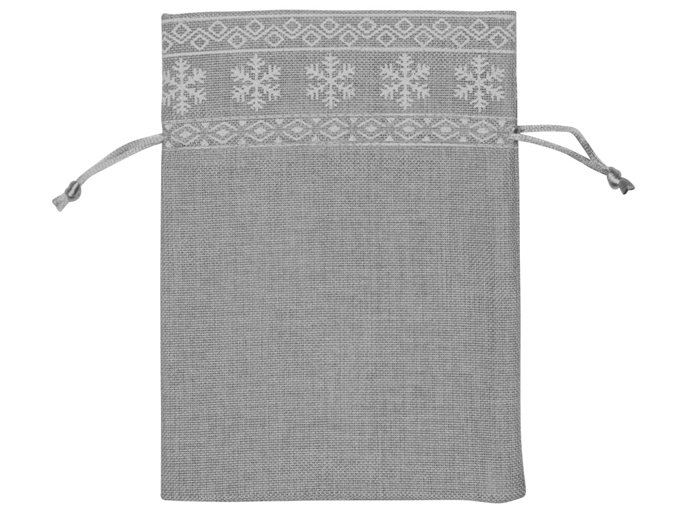 Мешочек подарочный новогодний, хлопок, средний, серый — изображение 2