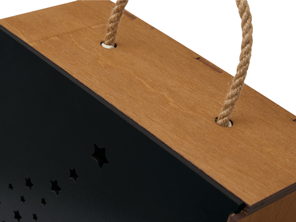 Подарочная коробка из фанеры Constellation 330х220х100 мм, фанера 6 мм, крышка на выдвижных пазах черная ЛХДФ 3 мм, бечевка — изображение 8