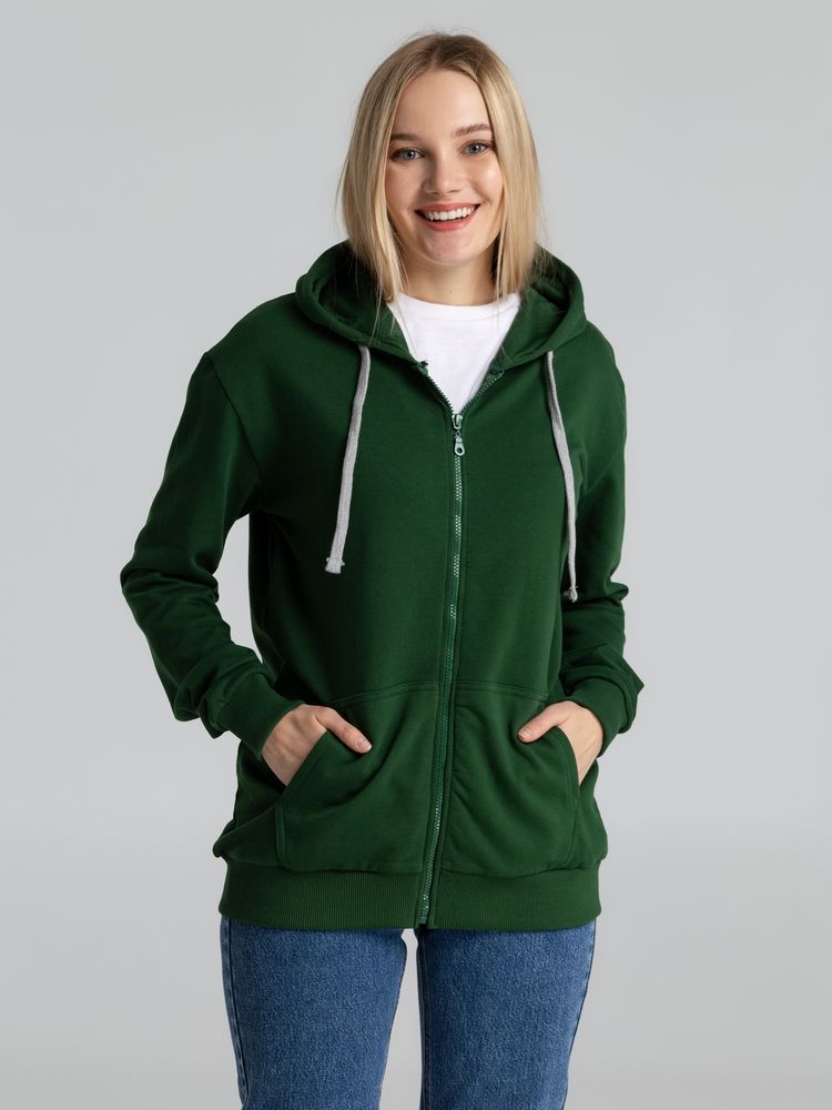 Толстовка с капюшоном на молнии Unit Siverga Heavy, темно-зеленая — изображение 10