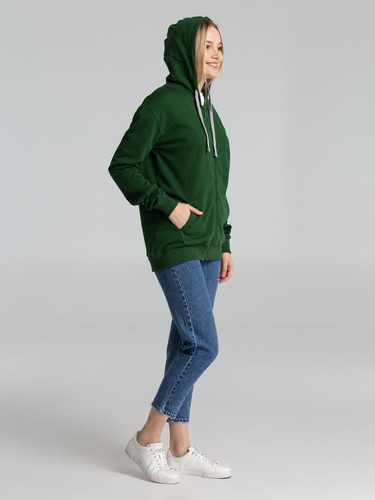 Толстовка с капюшоном на молнии Unit Siverga Heavy, темно-зеленая — изображение 13