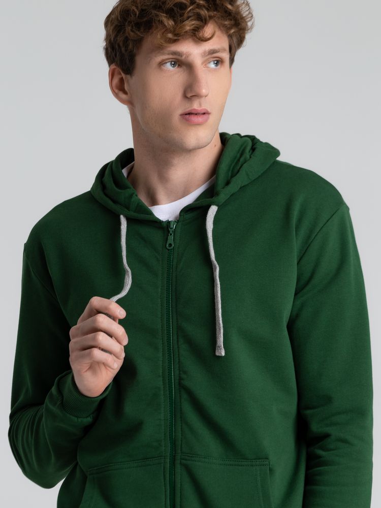 Толстовка с капюшоном на молнии Unit Siverga Heavy, темно-зеленая — изображение 8