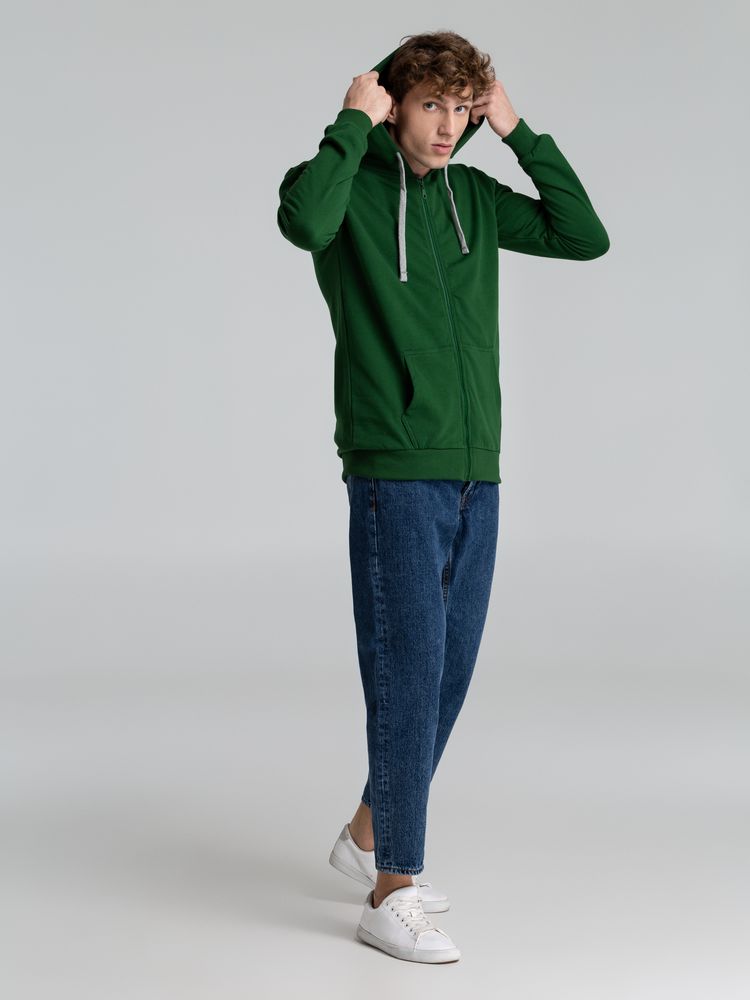 Толстовка с капюшоном на молнии Unit Siverga Heavy, темно-зеленая — изображение 9