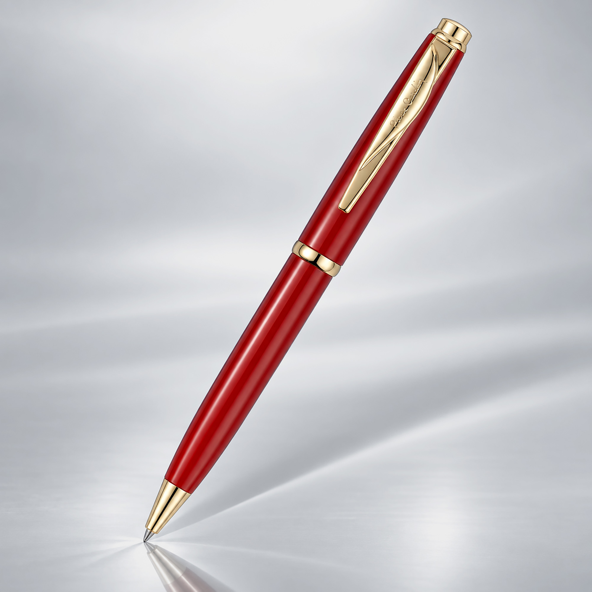 Ручка шариковая Pierre Cardin коллекция ГАММА КЛАССИКА (GAMME CLASSIC). Корпус - латунь с лакированным покрытием. Отделка и детали дизайна - сталь с позолотой. Цвет - красный. Упаковка E.