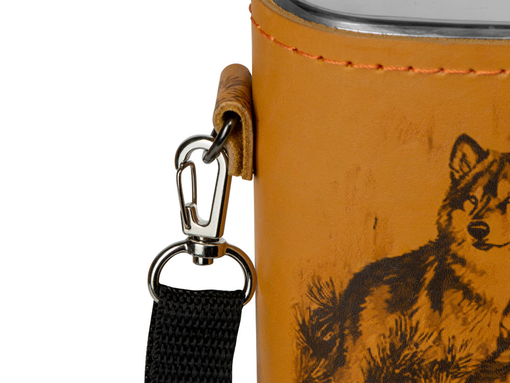 Набор Подарочный: фляга 511/2 (рыжая кожа), 2л+2 стаканчика+2 вилки — изображение 5