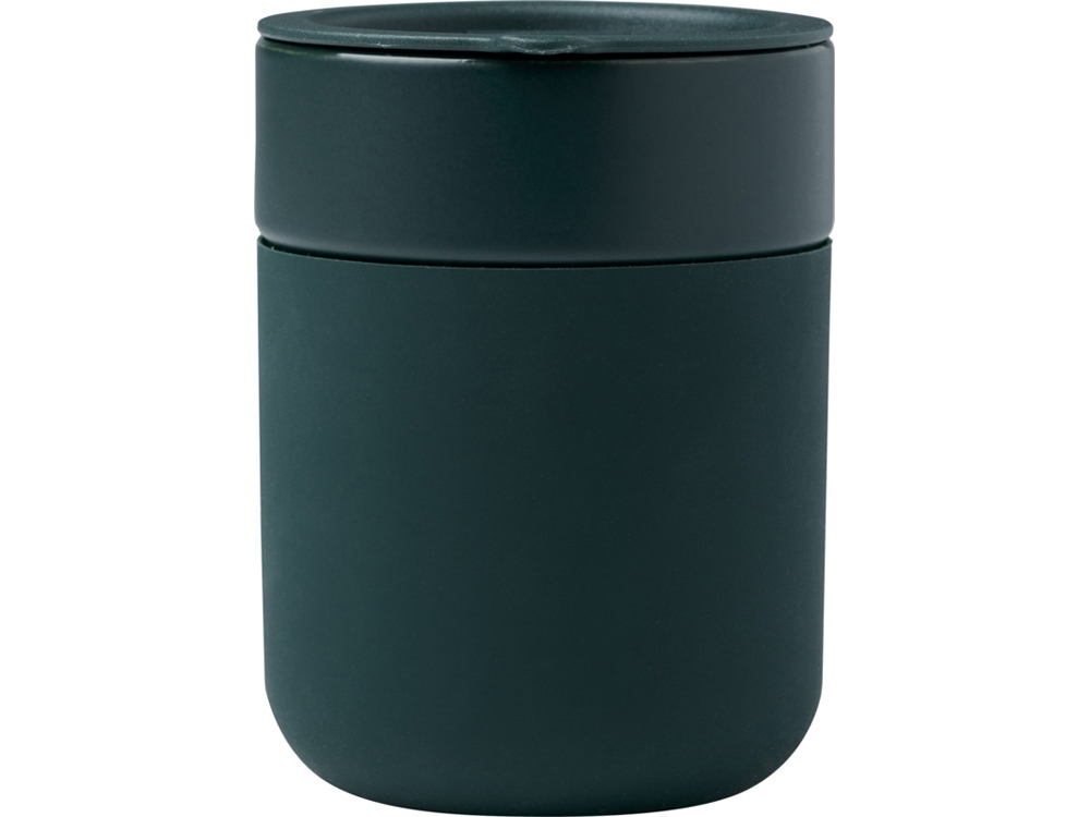 Java керамическая кружка емкостью 330 мл с силиконовой оберткой и пластиковой крышкой - Зеленый — изображение 2