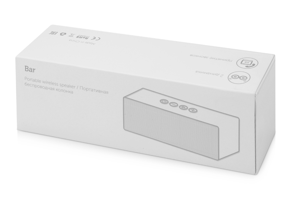 Портативная колонка Bar со стереодинамиками soft touch, серый — изображение 8