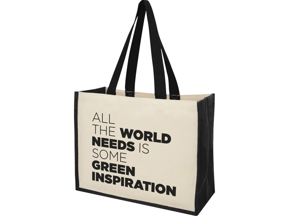 Сумка-тоут Varai для покупок из холщового хлопка и джута (плотность 320 г/м2), черный — изображение 4