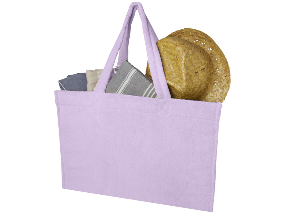 Пляжная эко-сумка Siam объемом 13 л из переработанной махровой ткани, сертифицированной GRS - Lilac — изображение 3