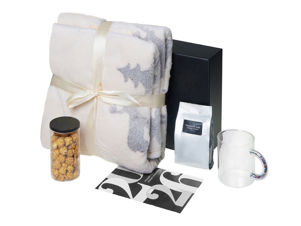 подарочный набор с пледом, кружкой и чаем — изображение 2