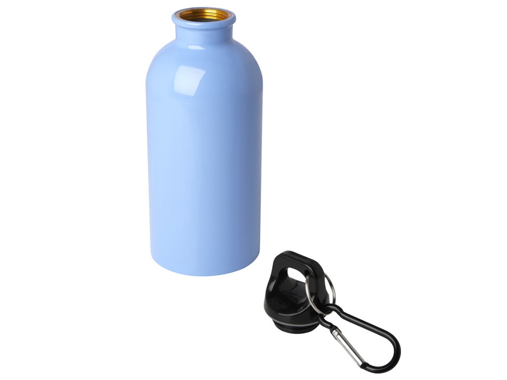 Одностенная бутылка для воды с карабином Oregon, изготовленная из нержавеющей стали, сертифицированной по стандарту RCS, объемом 400 мл - Cloud Blue — изображение 3