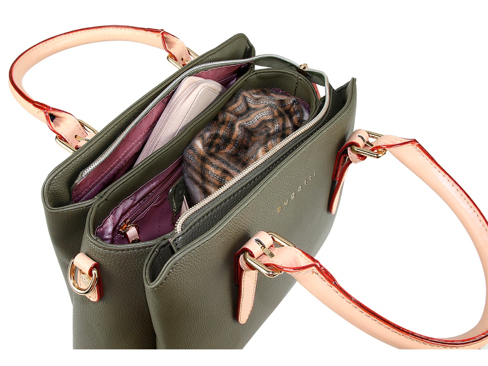 Сумка женская BUGATTI Ella, оливковая, полиуретан, 30х12х23 см — изображение 4