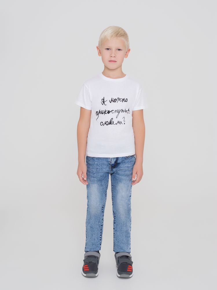 Футболка детская «Прикоснуться словами», белая — изображение 6