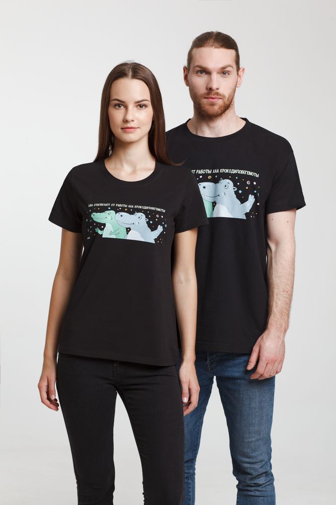 Футболка женская «Крокодилобегемоты», черная — изображение 5