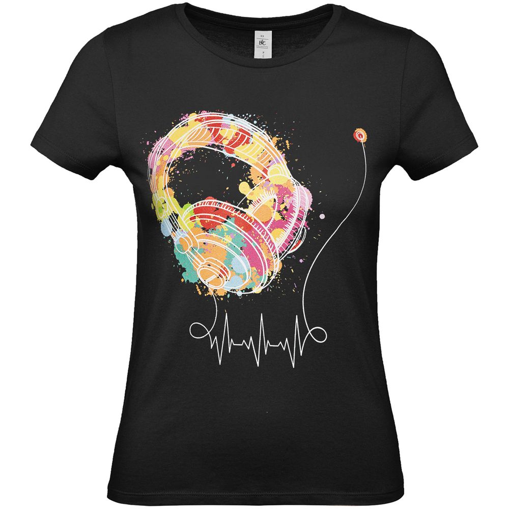 Футболка женская Feel The Beat, черная — изображение 2