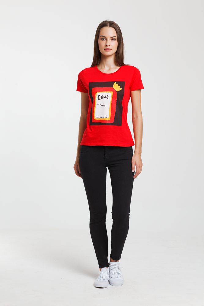 Футболка женская «Сода», красная — изображение 3