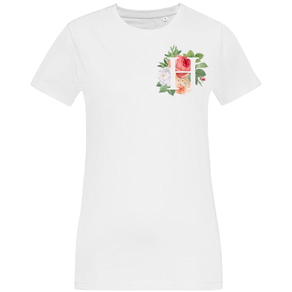 Футболка женская «Цветочная азбука: Н», белая — изображение 2