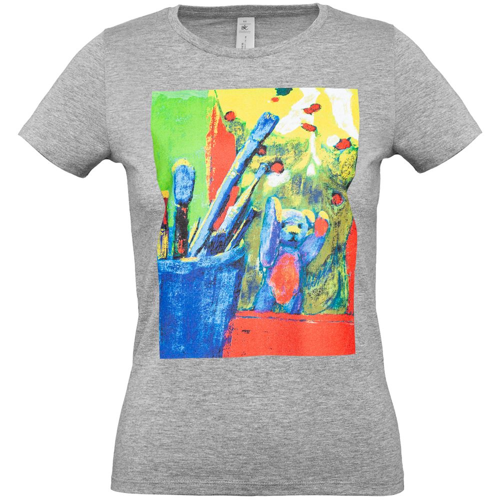 Футболка женская Artist Bear, серый меланж — изображение 2