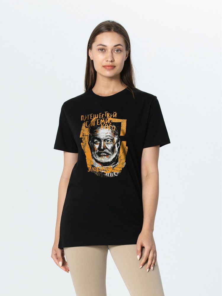 Футболка «Хемингуэй», черная — изображение 5