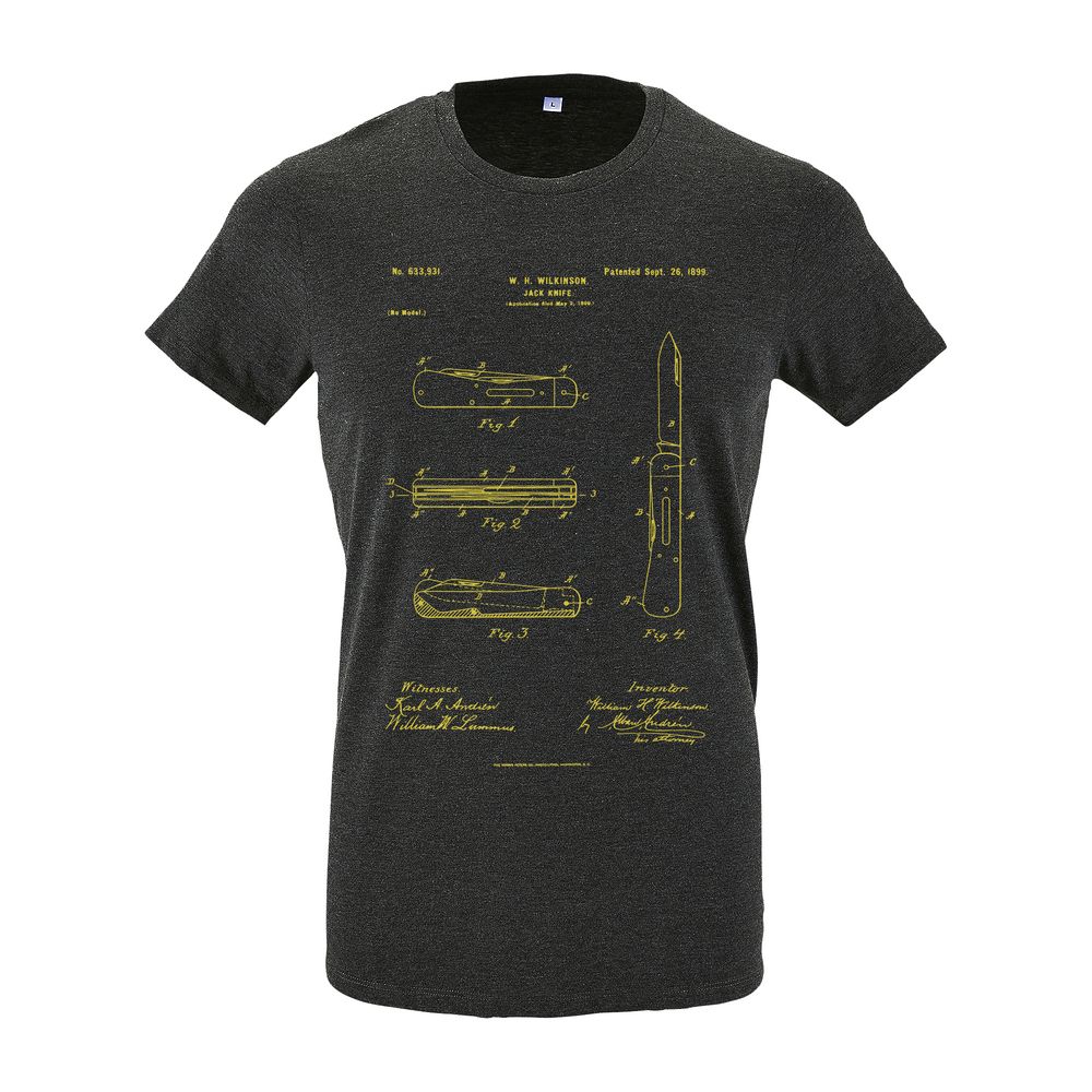 Футболка приталенная Old Patents. Knife, черный меланж — изображение 2