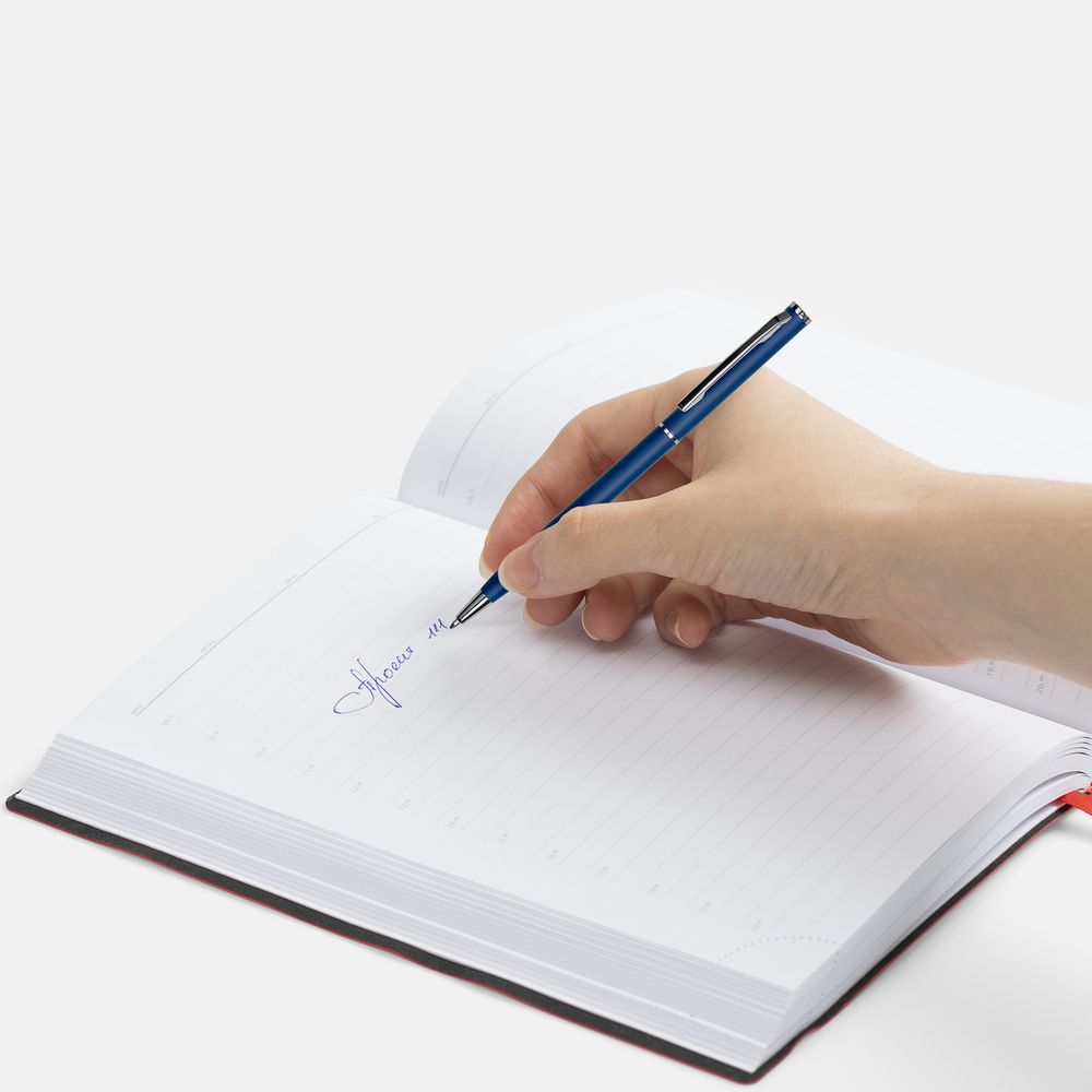 Ручка шариковая Hotel Chrome, ver.2, матовая синяя — изображение 4