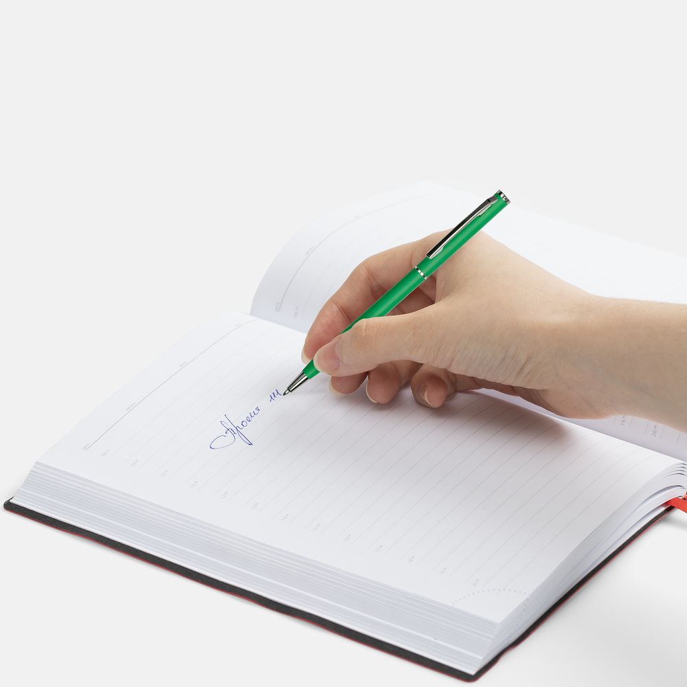 Ручка шариковая Hotel Chrome, ver.2, матовая зеленая — изображение 4