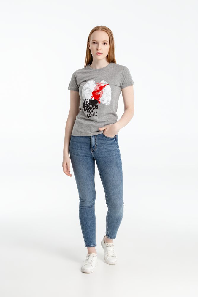 Футболка женская «Ты у меня вот здесь», серый меланж — изображение 4