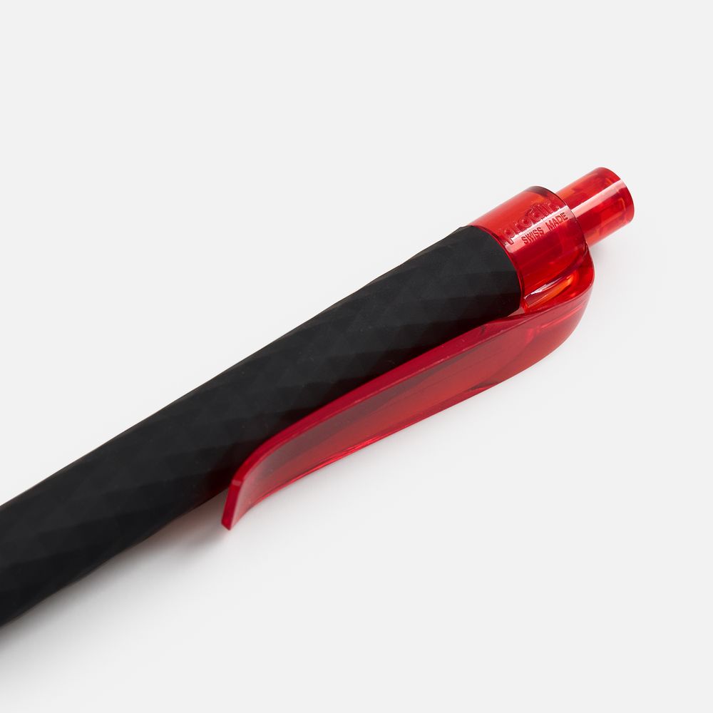 Ручка шариковая Prodir QS01 PRT-T Soft Touch, черная с красным — изображение 5
