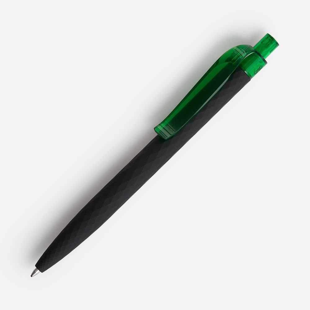 Ручка шариковая Prodir QS01 PRT-T Soft Touch, черная с зеленым — изображение 2