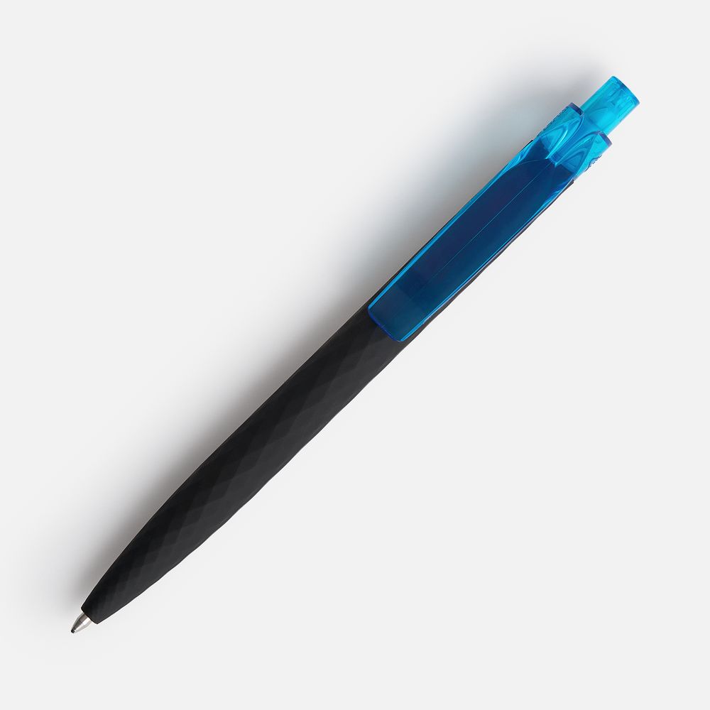 Ручка шариковая Prodir QS01 PRT-T Soft Touch, черная с голубым — изображение 3