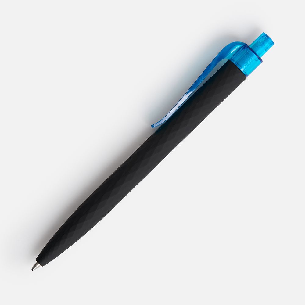 Ручка шариковая Prodir QS01 PRT-T Soft Touch, черная с голубым — изображение 2