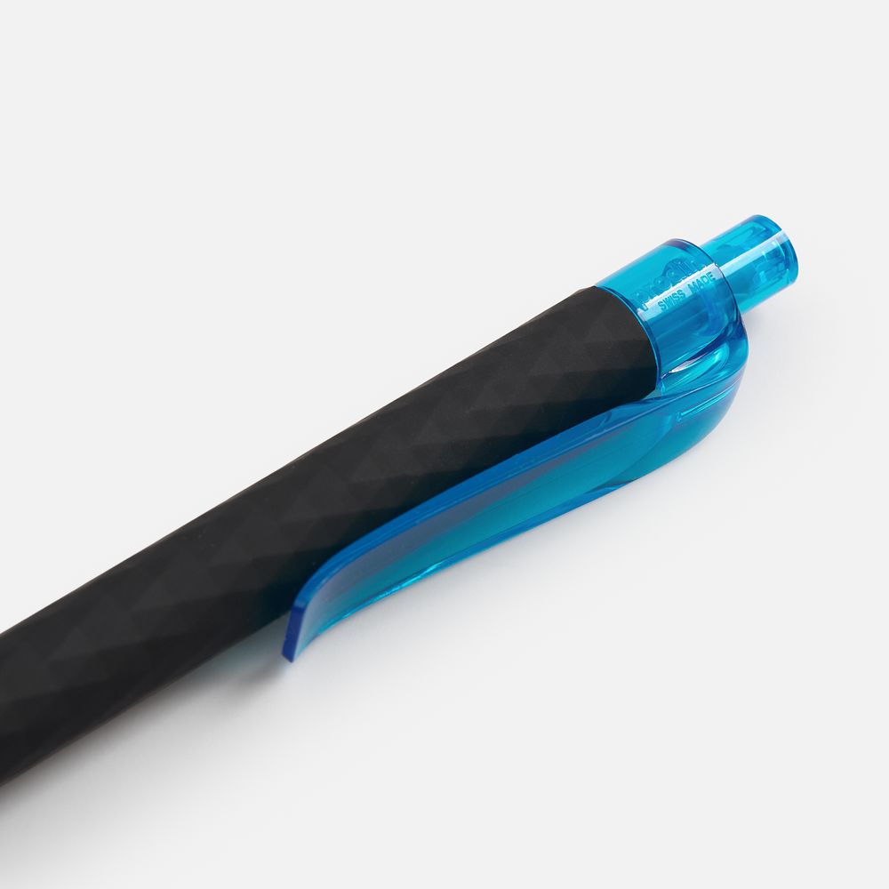 Ручка шариковая Prodir QS01 PRT-T Soft Touch, черная с голубым — изображение 5