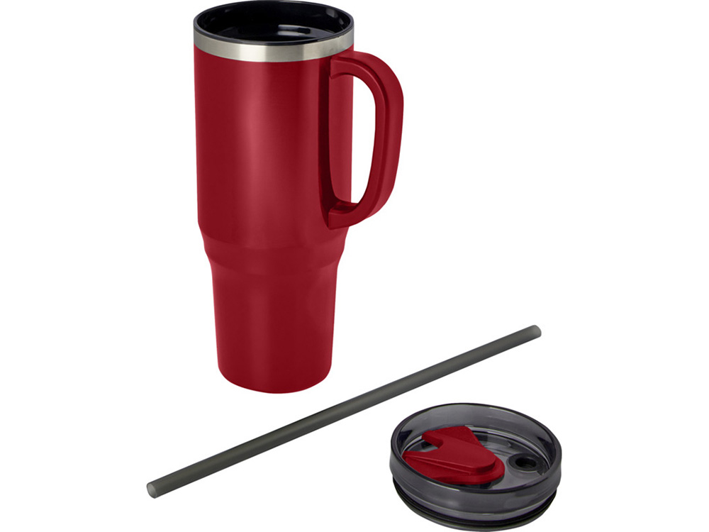 Melbourne кружка 1200 мл, сертифицированная согласно RCS, с соломинкой - Красный — изображение 3